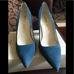Anne Klein Blue Suede Heels
